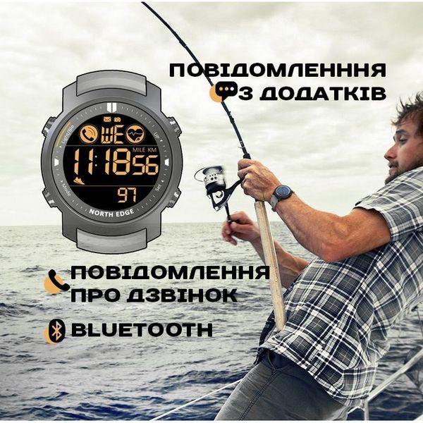 Чоловічий водостійкий тактичний годинник North Edge Laker 5BAR 9990 фото